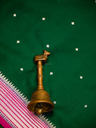 Bottle Green Booti Satin Silk Handloom Banarasi Saree - Sacred Weaves