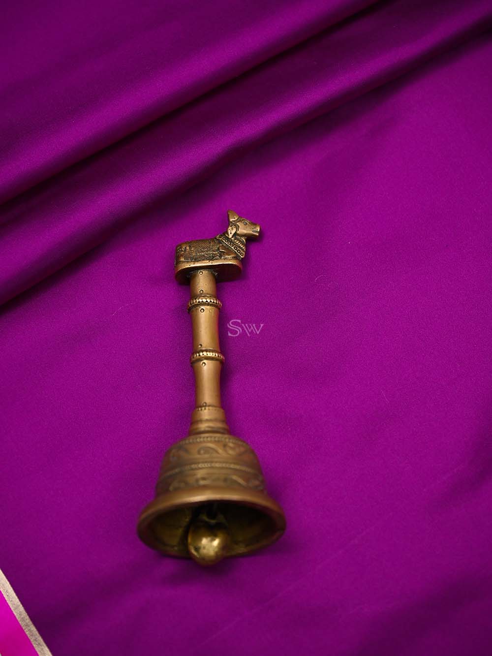 Dark Magenta Plain Satin Silk Handloom Banarasi Saree - Sacred Weaves