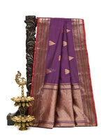 Purple Booti Chanderi Silk Handloom Banarasi Saree