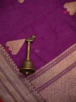 Purple Booti Chanderi Silk Handloom Banarasi Saree - Sacred Weaves