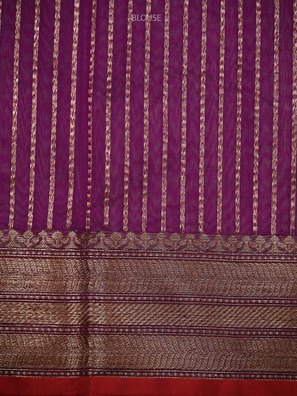 Purple Booti Chanderi Silk Handloom Banarasi Saree - Sacred Weaves