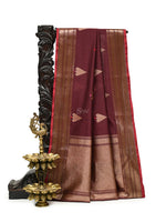 Wine Booti Chanderi Silk Handloom Banarasi Saree