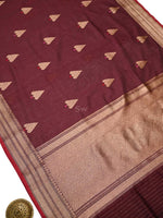 Wine Booti Chanderi Silk Handloom Banarasi Saree