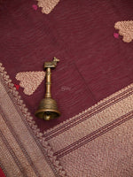 Wine Booti Chanderi Silk Handloom Banarasi Saree