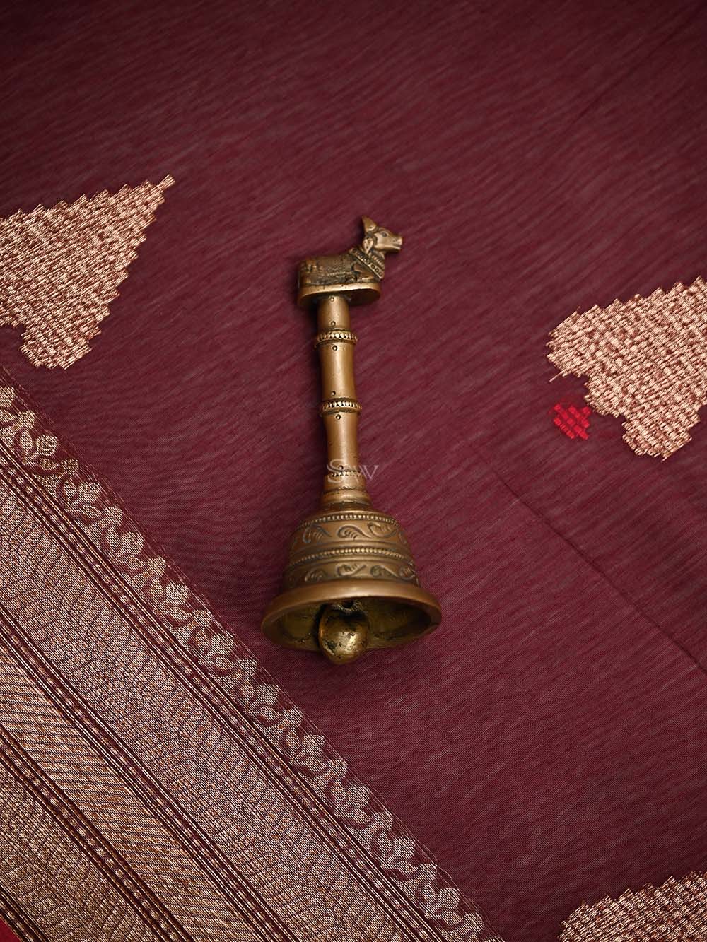 Wine Booti Chanderi Silk Handloom Banarasi Saree