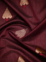 Wine Booti Chanderi Silk Handloom Banarasi Saree