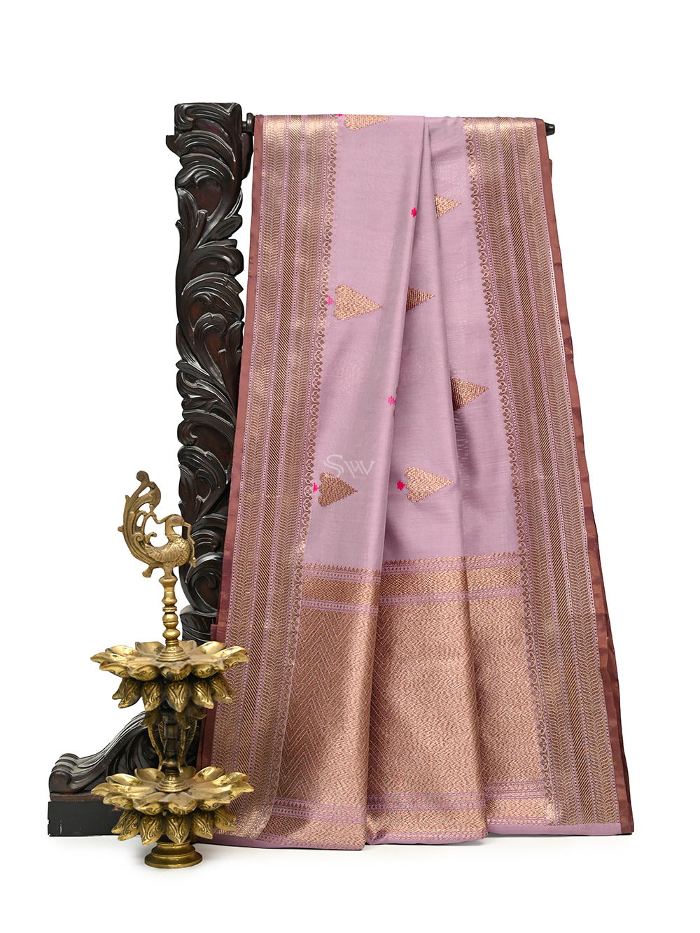 Pastel Purple Booti Chanderi Silk Handloom Banarasi Saree - Sacred Weaves