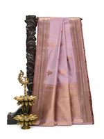 Pastel Purple Booti Chanderi Silk Handloom Banarasi Saree - Sacred Weaves
