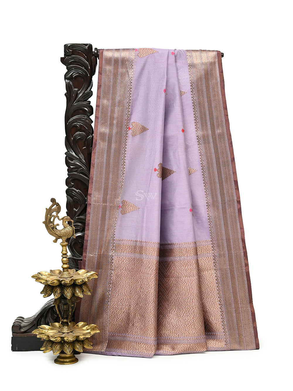 Pastel Purple Booti Chanderi Silk Handloom Banarasi Saree - Sacred Weaves