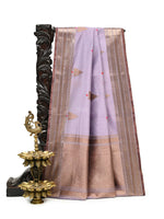 Pastel Purple Booti Chanderi Silk Handloom Banarasi Saree - Sacred Weaves