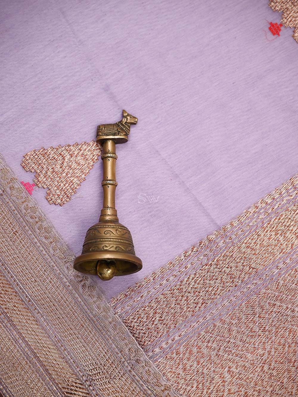 Pastel Purple Booti Chanderi Silk Handloom Banarasi Saree - Sacred Weaves