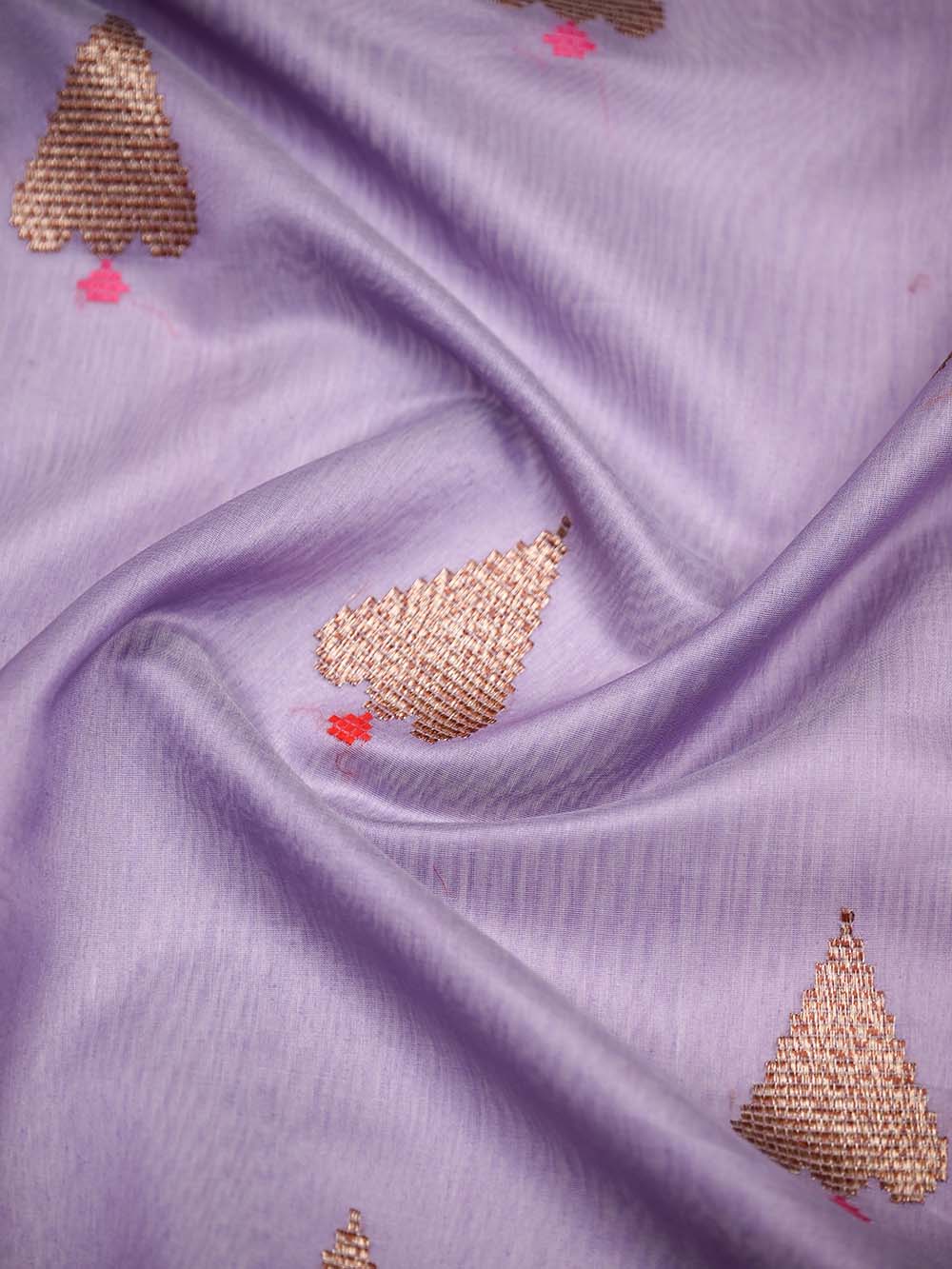 Pastel Purple Booti Chanderi Silk Handloom Banarasi Saree - Sacred Weaves