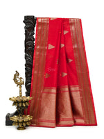 Red Booti Chanderi Silk Handloom Banarasi Saree