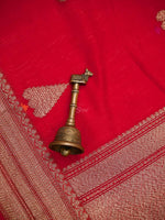 Red Booti Chanderi Silk Handloom Banarasi Saree