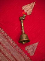 Red Booti Chanderi Silk Handloom Banarasi Saree