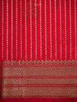 Red Booti Chanderi Silk Handloom Banarasi Saree