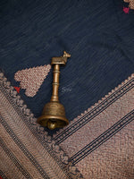 Navy Blue Booti Chanderi Silk Handloom Banarasi Saree