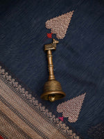 Navy Blue Booti Chanderi Silk Handloom Banarasi Saree