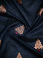 Navy Blue Booti Chanderi Silk Handloom Banarasi Saree