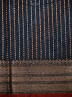 Navy Blue Booti Chanderi Silk Handloom Banarasi Saree