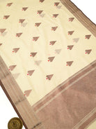 Cream Booti Chanderi Silk Handloom Banarasi Saree - Sacred Weaves