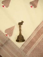 Cream Booti Chanderi Silk Handloom Banarasi Saree - Sacred Weaves