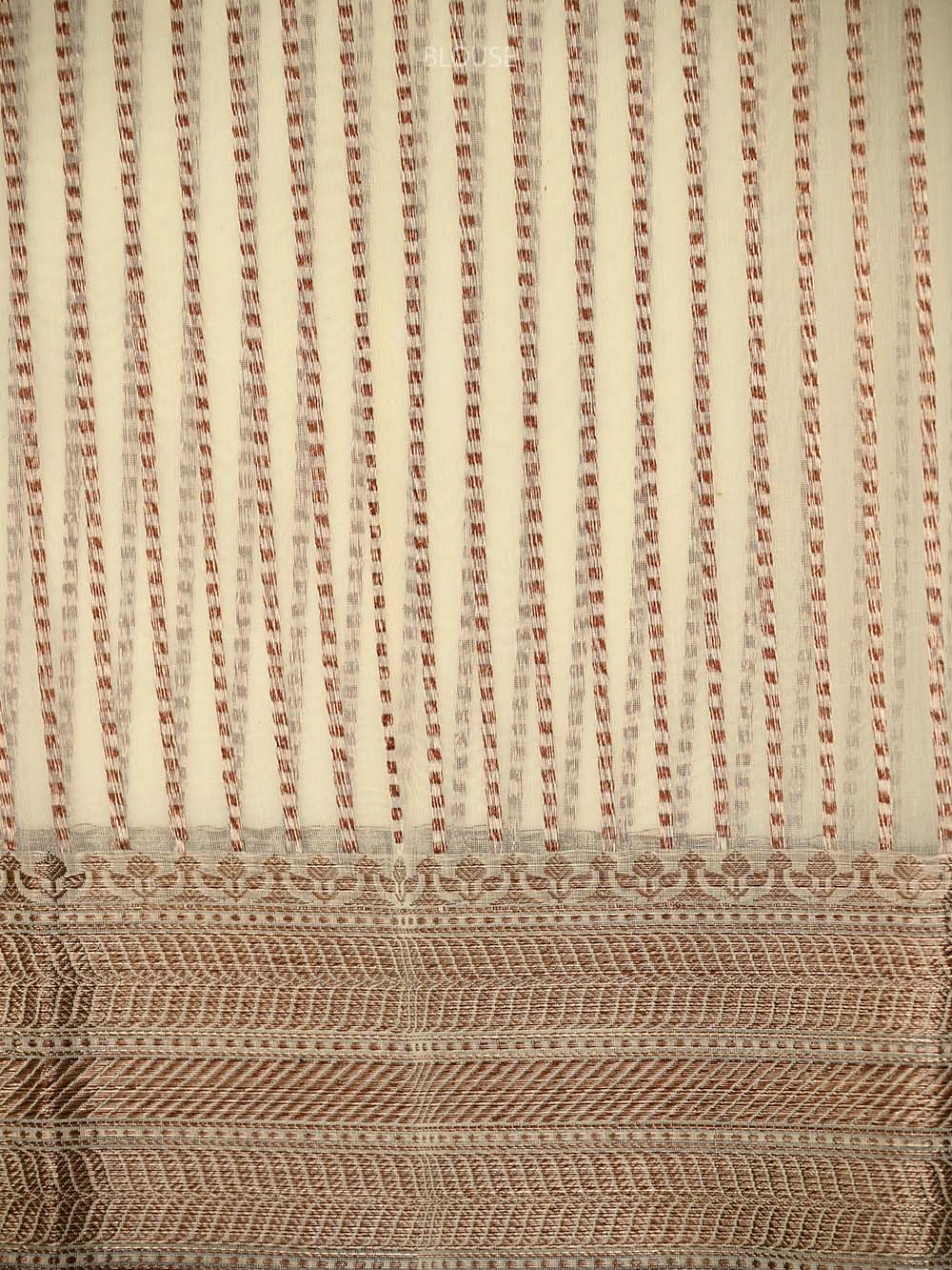 Cream Booti Chanderi Silk Handloom Banarasi Saree - Sacred Weaves