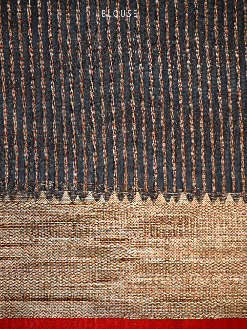 Navy Blue Booti Chanderi Silk Handloom Banarasi Saree - Sacred Weaves