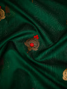 Bottle Green Booti Chanderi Silk Handloom Banarasi Saree - Sacred Weaves