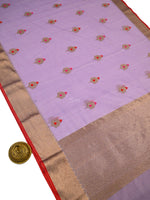 Pastel Purple Booti Chanderi Silk Handloom Banarasi Saree - Sacred Weaves