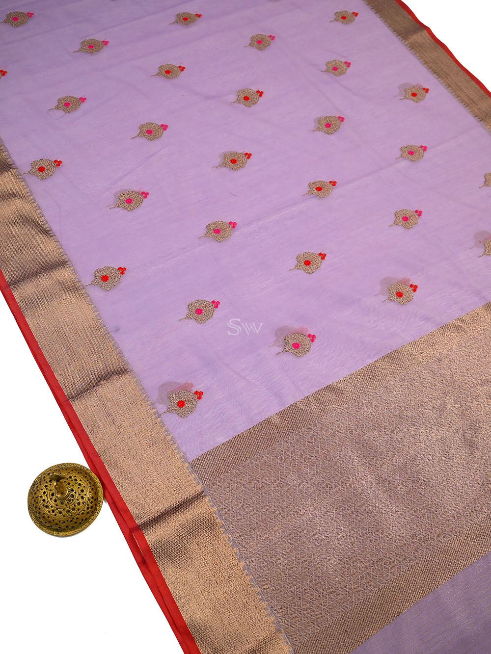 Pastel Purple Booti Chanderi Silk Handloom Banarasi Saree - Sacred Weaves