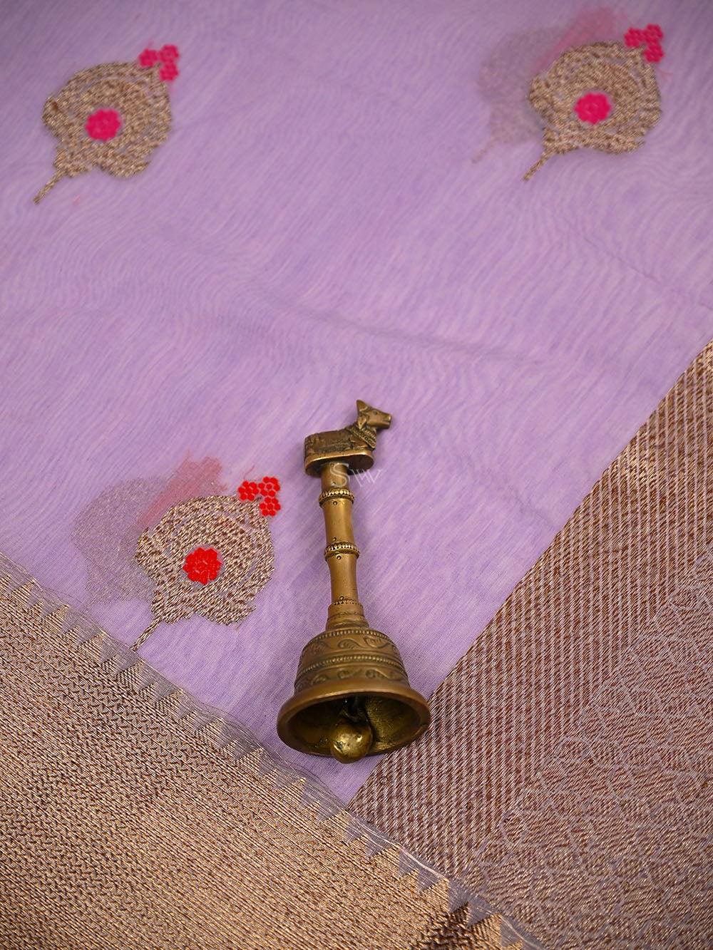 Pastel Purple Booti Chanderi Silk Handloom Banarasi Saree - Sacred Weaves