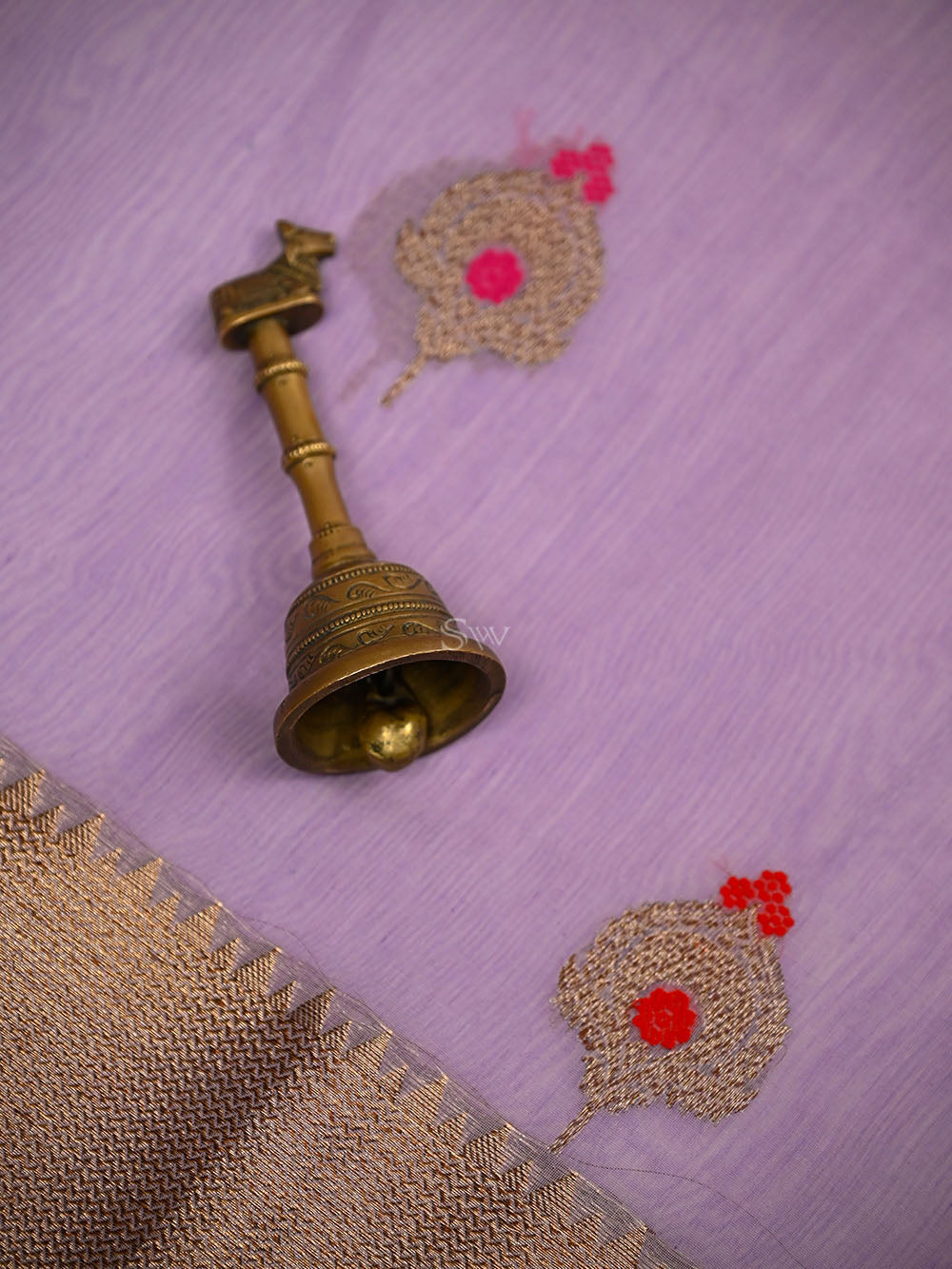 Pastel Purple Booti Chanderi Silk Handloom Banarasi Saree - Sacred Weaves