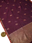 Wine Booti Chanderi Silk Handloom Banarasi Saree - Sacred Weaves