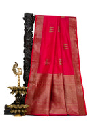 Dark Pink Booti Chanderi Silk Handloom Banarasi Saree - Sacred Weaves