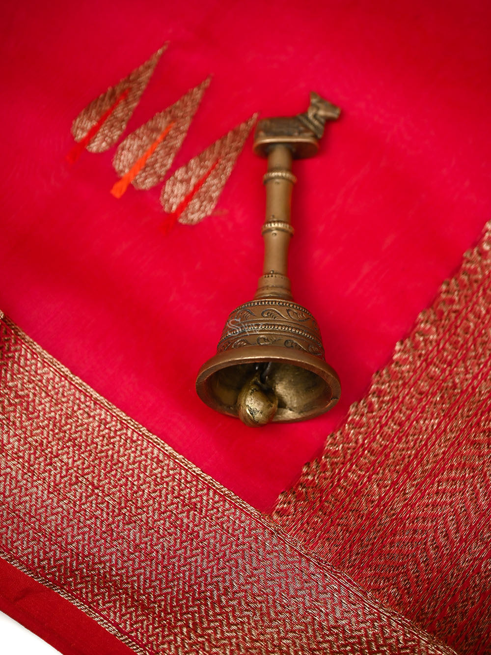 Dark Pink Booti Chanderi Silk Handloom Banarasi Saree - Sacred Weaves
