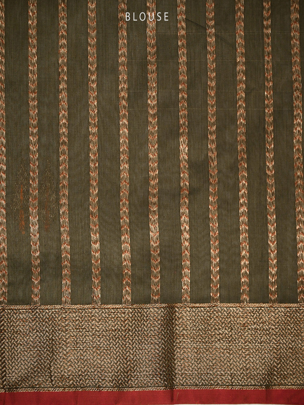 Dark Olive Green Booti Chanderi Silk Handloom Banarasi Saree - Sacred Weaves