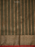 Dark Olive Green Booti Chanderi Silk Handloom Banarasi Saree - Sacred Weaves