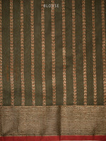 Dark Olive Green Booti Chanderi Silk Handloom Banarasi Saree - Sacred Weaves