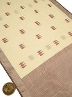 Cream Booti Chanderi Silk Handloom Banarasi Saree