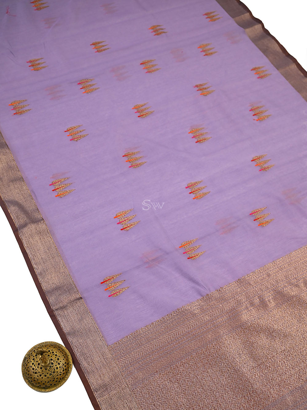 Pastel Purple Booti Chanderi Silk Handloom Banarasi Saree - Sacred Weaves