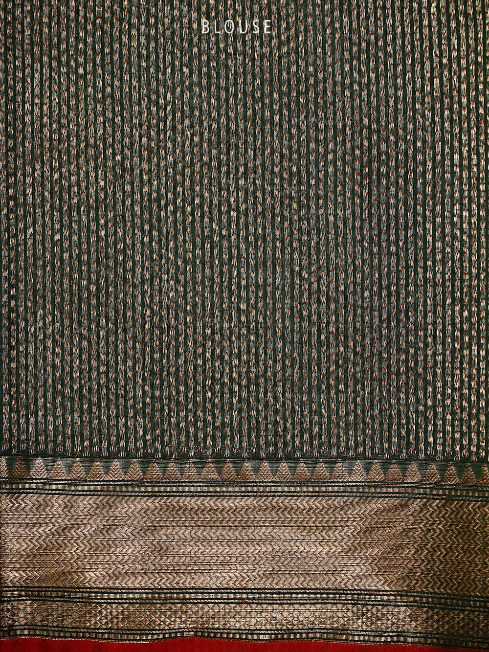 Bottle Green Booti Chanderi Silk Handloom Banarasi Saree - Sacred Weaves