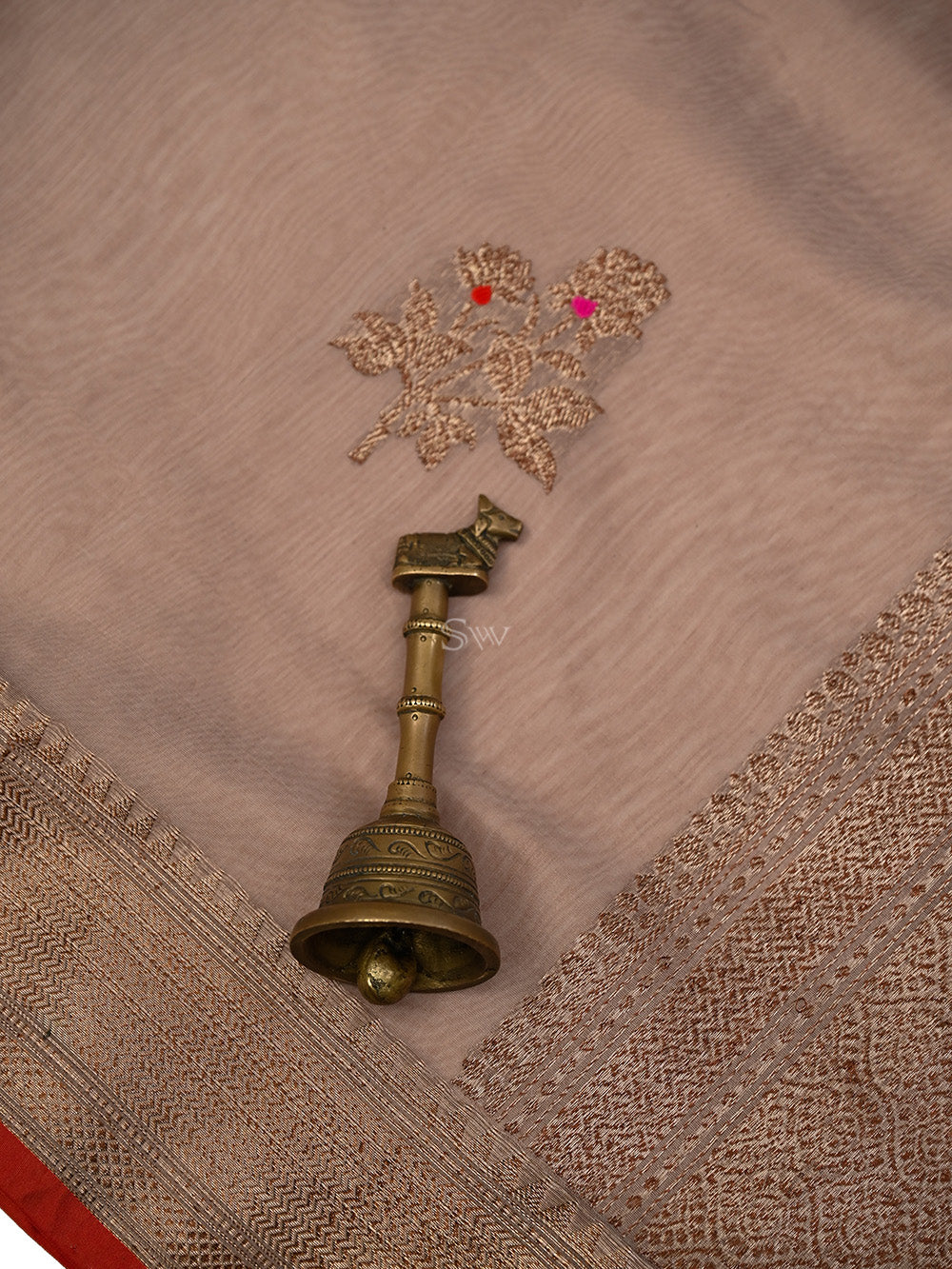 Dusty Pink Booti Chanderi Silk Handloom Banarasi Saree - Sacred Weaves