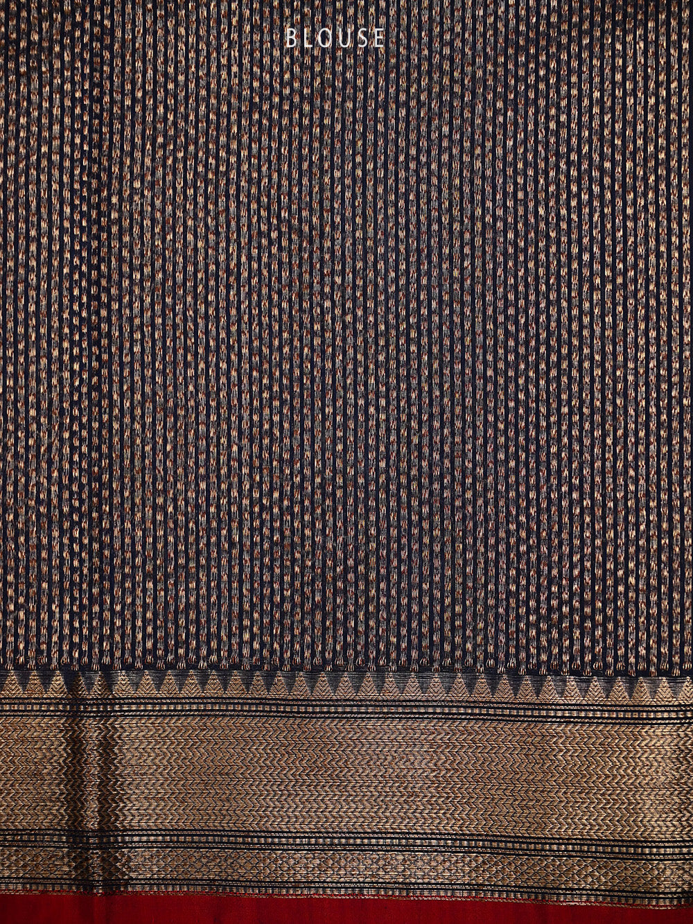 Navy Blue Booti Chanderi Silk Handloom Banarasi Saree - Sacred Weaves