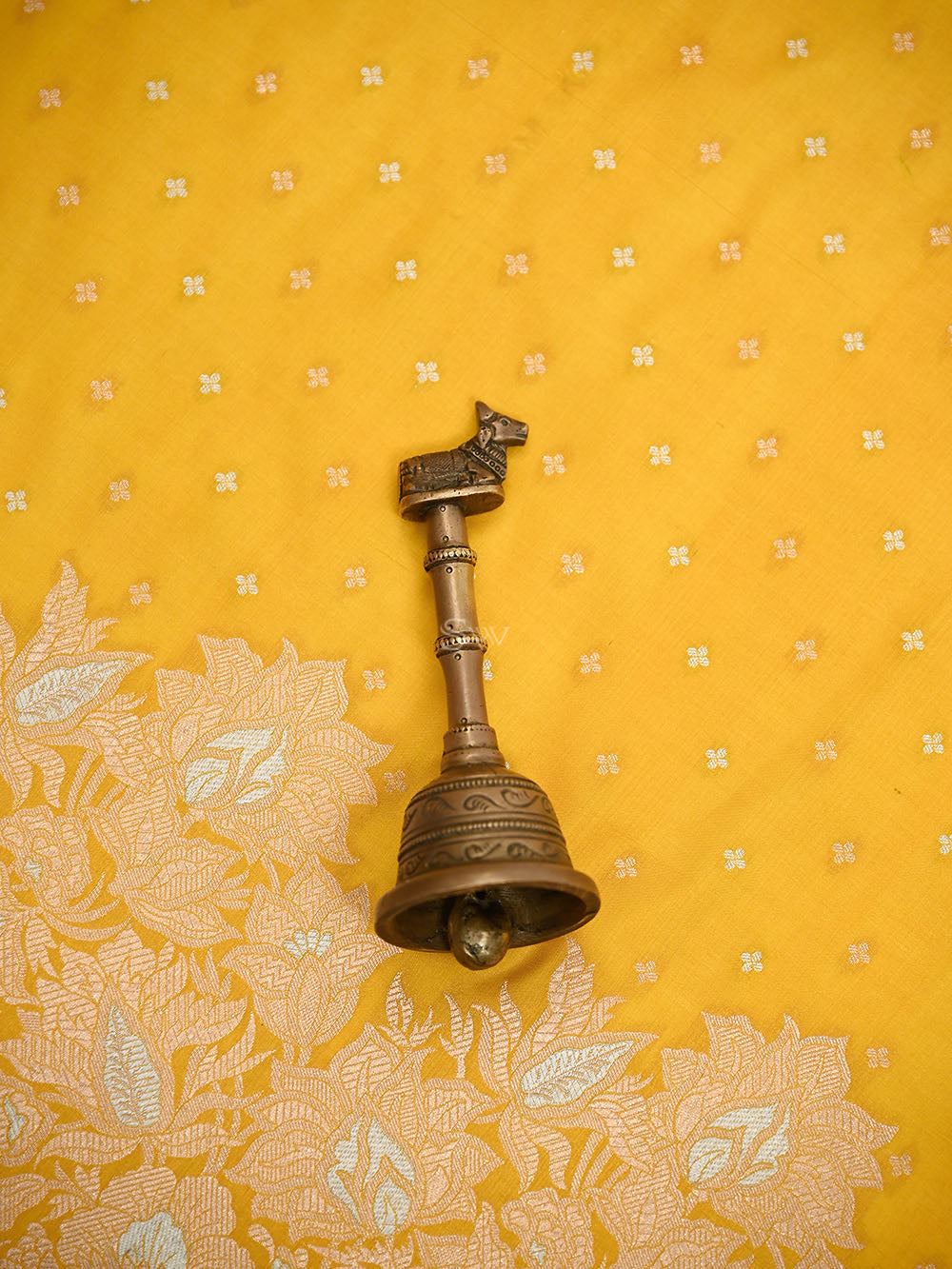 Yellow Booti Katan Silk Handloom Banarasi Saree - Sacred Weaves
