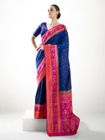 Blue Booti Katan Silk Handloom Banarasi Saree - Sacred Weaves