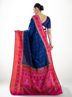 Blue Booti Katan Silk Handloom Banarasi Saree - Sacred Weaves