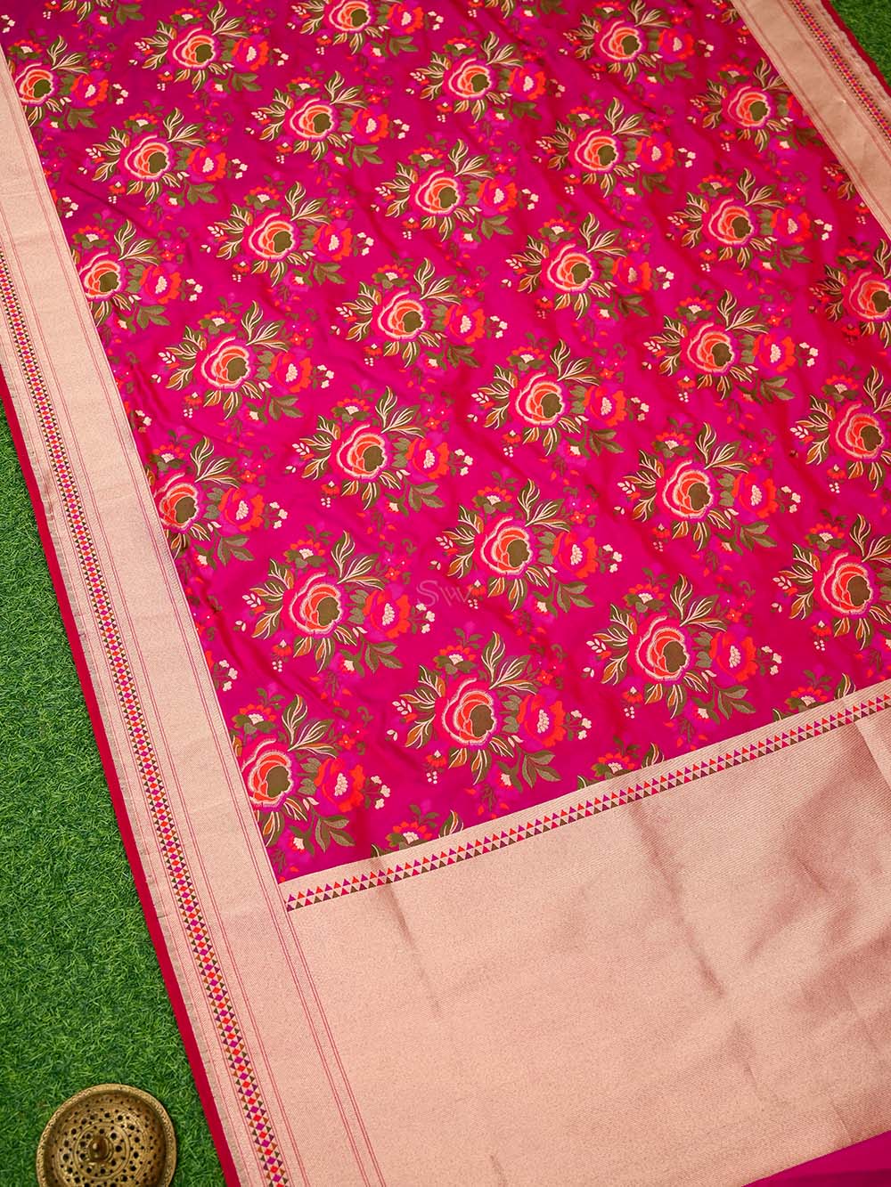 Pink Red Meenakari Katan Silk Handloom Banarasi Saree - Sacred Weaves