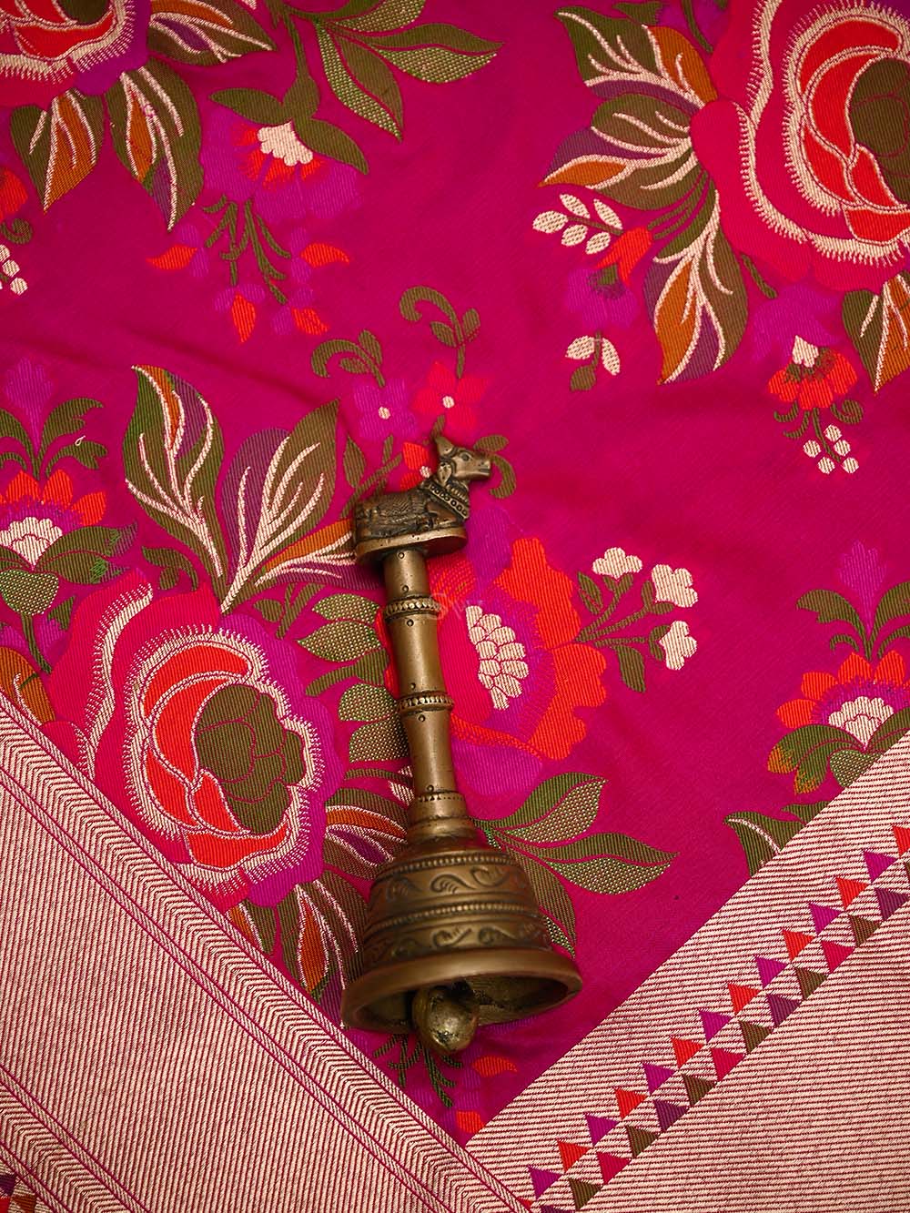 Pink Red Meenakari Katan Silk Handloom Banarasi Saree - Sacred Weaves