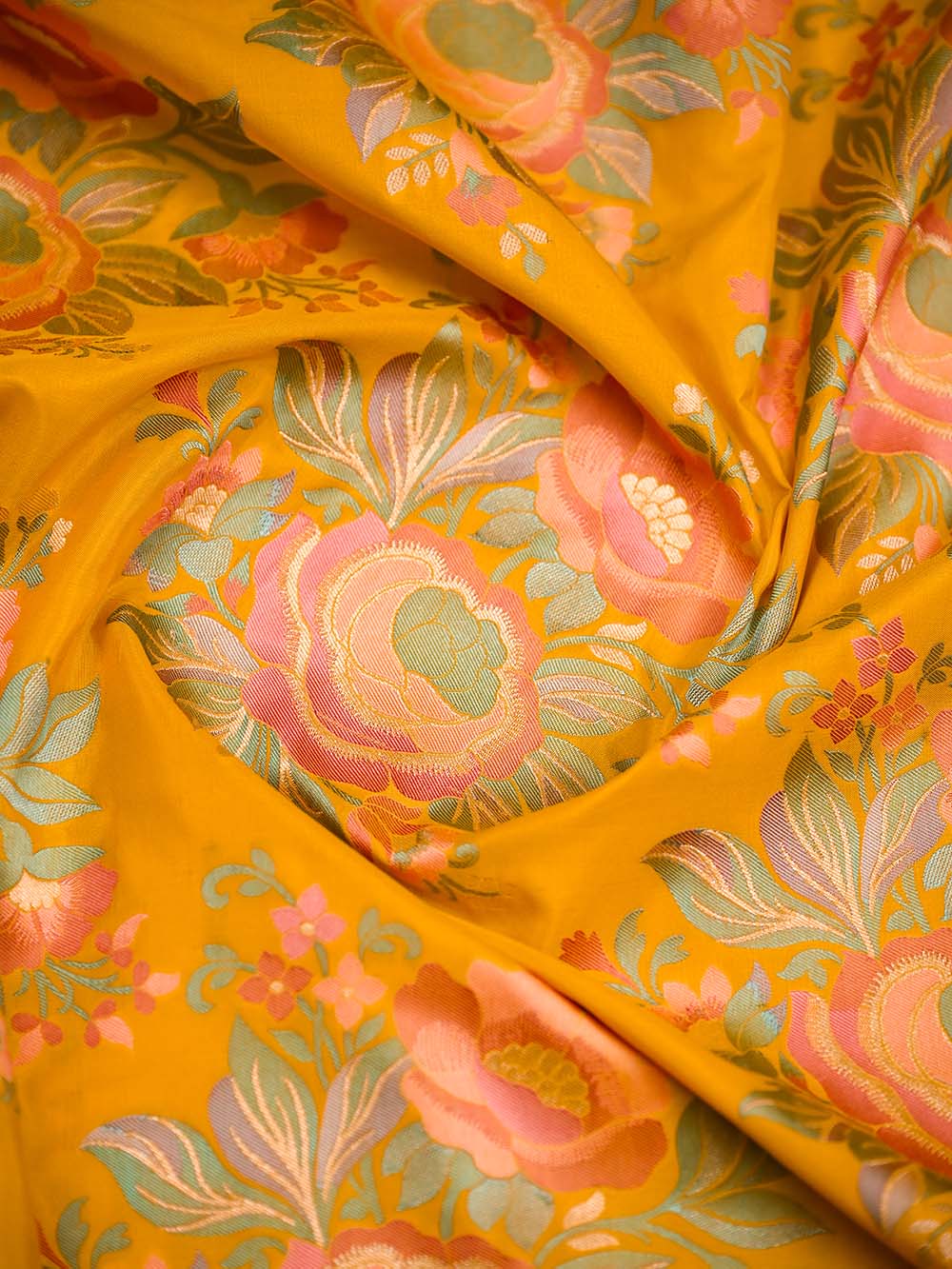 Yellow Meenakari Katan Silk Handloom Banarasi Saree - Sacred Weaves